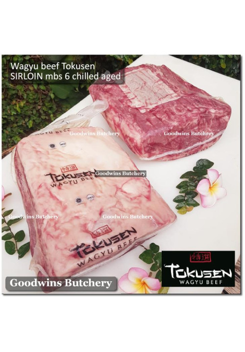 Beef Sirloin AGED BY GOODWINS WAGYU TOKUSEN marbling-6 (Striploin / New York Strip / Has Luar) chilled whole cut original carton 2pcs x 2.5kg (price/kg) PREORDER 5-14 days notice